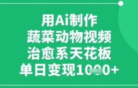 用Ai制作蔬菜动物视频，治愈系天花板，单日变现1k