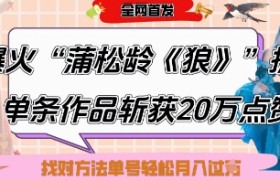 爆火“蒲松龄《狼》”实战拆解，仅6条作品涨粉24W，单条作品收获20W点赞，找对方法轻松起号月入过W