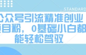 公众号引流精准创业项目粉，0基础小白都能轻松驾驭