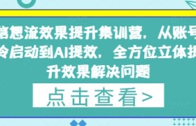 信息流效果提升集训营，从账号冷启动到AI提效，全方位立体提升效果解决问题