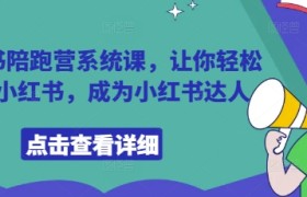 小红书陪跑营系统课，让你轻松入门小红书，成为小红书达人