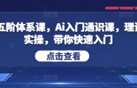 Ai五阶体系课，Ai入门通识课，理论+实操，带你快速入门