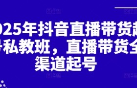 2025年抖音直播带货起号私教班，直播带货全渠道起号