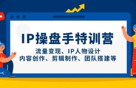 IP流量操盘手线上训练营，流量变现、IP人物设计、内容创作、剪辑、团队搭建等(更新)