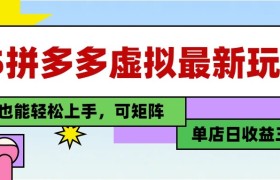 25最新拼多多虚拟电商，单店日入3位数， 小白也能快速上手，保姆级教程
