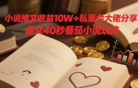 小说推文收益10W+私董会大佬分享，虐文40秒番茄小说玩法