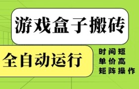 游戏盒子搬砖，全自动运行，无需人工，时间短、单价高、矩阵操作【揭秘】
