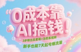 0成本靠AI搞钱！3步做出反差萌+治愈系视频，新手也能7天起号爆流量