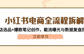 小红书电商全流程拆解：开店选品+爆款笔记创作，截流曝光与数据复盘指南
