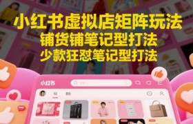 小红书虚拟店矩阵玩法，铺货铺笔记型打法，少款狂怼笔记型打法