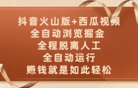 抖音火山版+西瓜视频双平台，全自动浏览掘金 ，全程脱离人工，全自动运行，挣米就是如此轻松【揭秘】