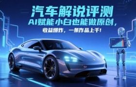 抖音汽车解说评测赛道，AI赋能小白也能做原创，收益爆炸，一条作品上千