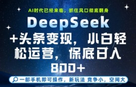 DeepSeek+头条变现，保姆级教学，小白轻松上手，日入8张+【揭秘】
