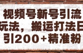 视频号新号引流玩法，搬运打法日引200+精准粉，可矩阵放大【揭秘】