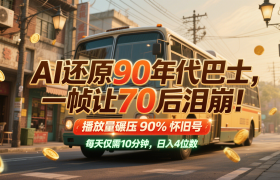 AI还原90年代巴士，一帧让70后泪崩！播放量碾压90%怀旧号，每天10分钟，日入4位数