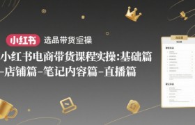 小红书电商带货课程实操：基础篇-选品篇-店铺篇-笔记内容篇-直播篇
