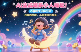 AI生成萌系小人唱歌！0基础3分钟出片，28个作品涨粉9万，日赚四位数，小白直接抄作业