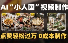 爆款1000W+播放微缩景观迷你小人国AI视频0成本制作全流程教学