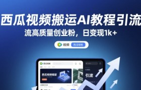 西瓜视频搬运AI教程引流高质量创业粉，日变现1k+【揭秘】