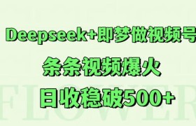 Deepseek+即梦做视频号，条条视频爆火，日收稳破500+