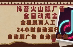 抖音火山版广告全自动掘金，24小时自动运行，自动刷广告，自动整收益，0基础小白也能上手【揭秘】